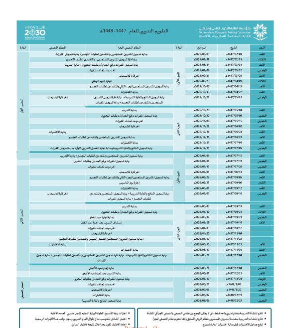 التقويم التدريبي _ 1447-1448_page-0001